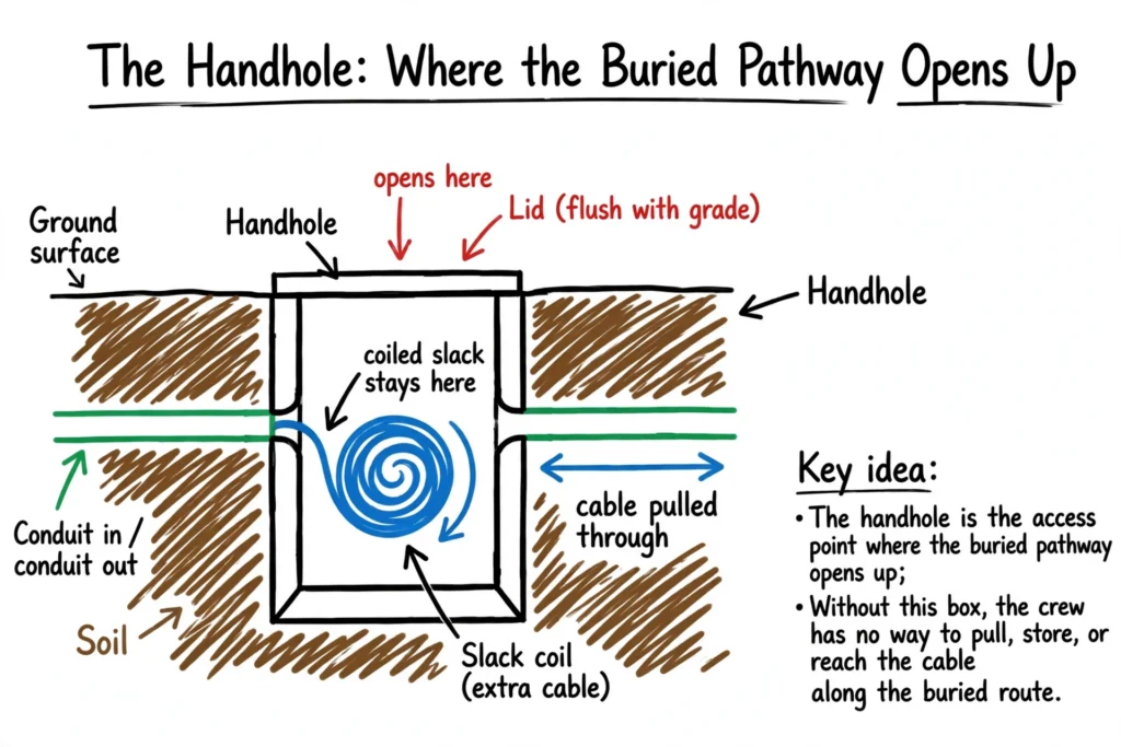 Whiteboard illustration: what a handhole is