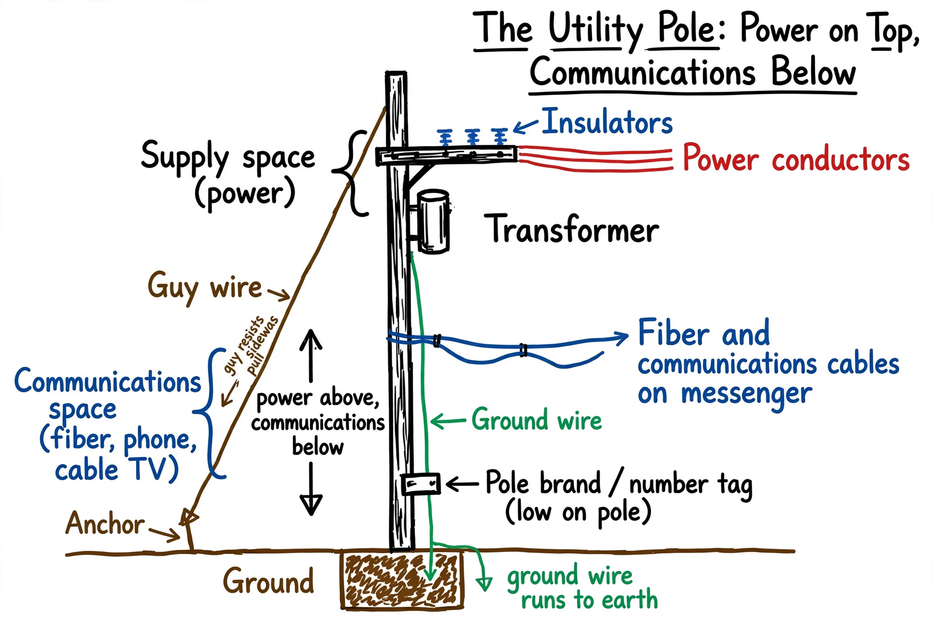 Whiteboard illustration: what a utility pole is